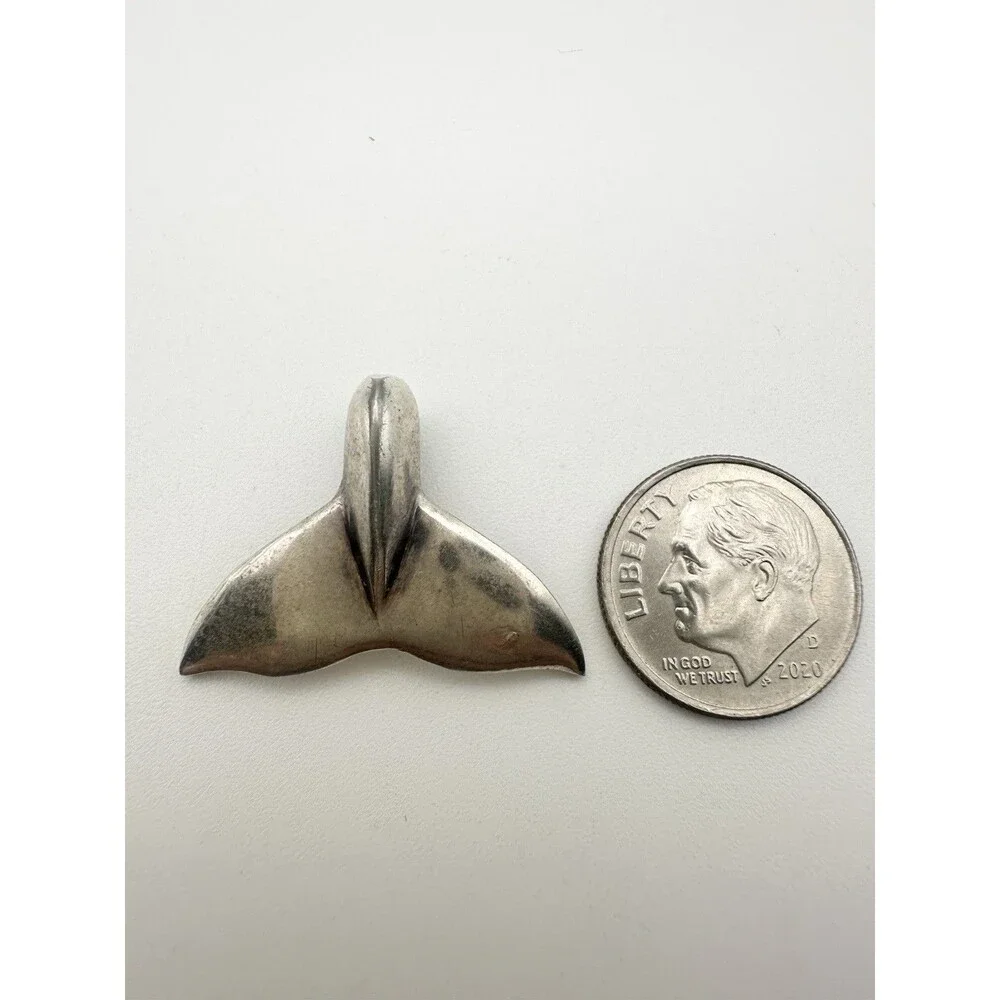 Sterling Silver Whale Tail Slide Charm Pendant